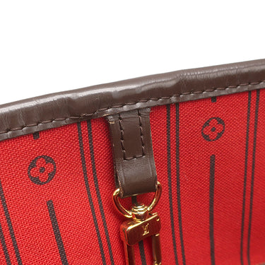 ルイヴィトン LOUIS VUITTON ネヴァーフルMM N51105 ダミエエベヌ ダミエキャンバス トートバッグ ゴールド金具 茶 赤 ショルダーバッグ 肩掛け