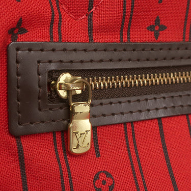 ルイヴィトン LOUIS VUITTON ネヴァーフルMM N51105 ダミエエベヌ ダミエキャンバス トートバッグ ゴールド金具 茶 赤 ショルダーバッグ 肩掛け