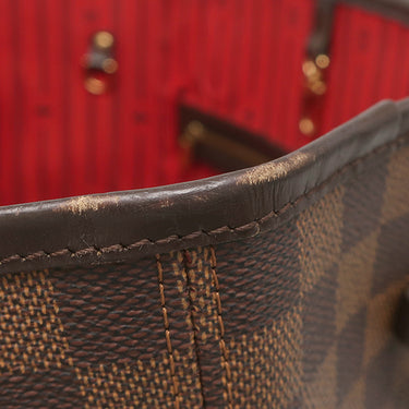 ルイヴィトン LOUIS VUITTON ネヴァーフルMM N51105 ダミエエベヌ ダミエキャンバス トートバッグ ゴールド金具 茶 赤 ショルダーバッグ 肩掛け