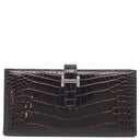 エルメス HERMES ベアンスフレ オーベルジーヌ アリゲーター 長財布 シルバー金具 紫 二つ折り財布 シャイン