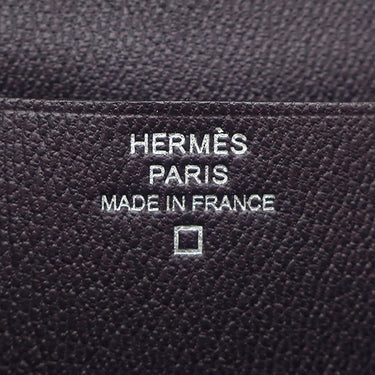 エルメス HERMES ベアンスフレ オーベルジーヌ アリゲーター 長財布 シルバー金具 紫 二つ折り財布 シャイン