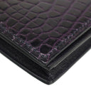 エルメス HERMES ベアンスフレ オーベルジーヌ アリゲーター 長財布 シルバー金具 紫 二つ折り財布 シャイン