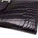 エルメス HERMES ベアンスフレ オーベルジーヌ アリゲーター 長財布 シルバー金具 紫 二つ折り財布 シャイン