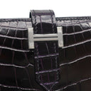 エルメス HERMES ベアンスフレ オーベルジーヌ アリゲーター 長財布 シルバー金具 紫 二つ折り財布 シャイン