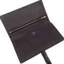 エルメス HERMES ベアンスフレ オーベルジーヌ アリゲーター 長財布 シルバー金具 紫 二つ折り財布 シャイン