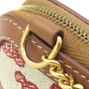 セリーヌ CELINE トリオンフ チェーン付き クラッチ ブラウン×ベージュ×レッド キャンバス レザー ショルダーバッグ ゴールド金具 茶 赤 チェーンショルダー