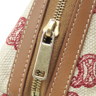 セリーヌ CELINE トリオンフ チェーン付き クラッチ ブラウン×ベージュ×レッド キャンバス レザー ショルダーバッグ ゴールド金具 茶 赤 チェーンショルダー