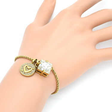 ミュウミュウ MIU MIU ハート クリスタル ゴールド GP クリスタル ラインストーン ブレスレット