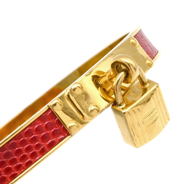 エルメス HERMES ケリーバングル レッドXゴールド GP リザード バングル ゴールド金具 カデナチャーム