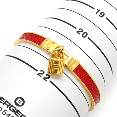 エルメス HERMES ケリーバングル レッドXゴールド GP リザード バングル ゴールド金具 カデナチャーム
