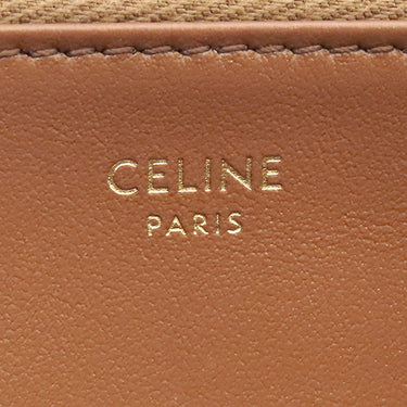セリーヌ CELINE トリオンフ ジップ ウォレット ナチュラル×タン キャンバス レザー 長財布 ゴールド金具 ラウンドファスナー