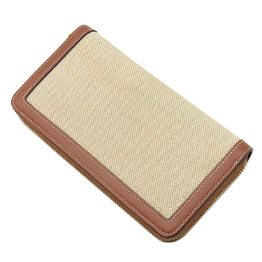 セリーヌ CELINE トリオンフ ジップ ウォレット ナチュラル×タン キャンバス レザー 長財布 ゴールド金具 ラウンドファスナー