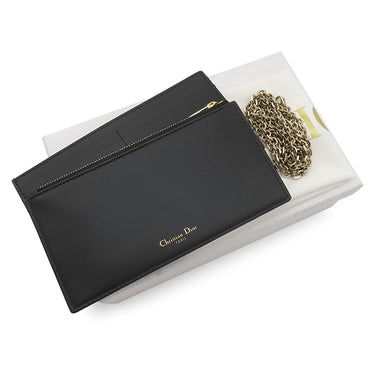 クリスチャン・ディオール Christian Dior Lady Dior ポーチ ブラック ラムスキン 2WAYバッグ ゴールド金具 カナージュ ショルダー クラッチ チェーンウォレット