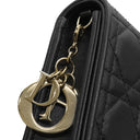 クリスチャン・ディオール Christian Dior Lady Dior ポーチ ブラック ラムスキン 2WAYバッグ ゴールド金具 カナージュ ショルダー クラッチ チェーンウォレット