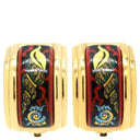 エルメス HERMES エマイユ レッドXマルチカラー GP 七宝焼き イヤリング ゴールド金具 七宝 貝 シェル柄 クリップ