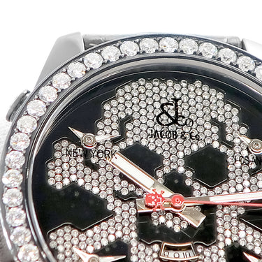 腕時計 ジェイコブ JACOB&CO 5タイムゾーン スカル リミテッド JC-SKULL クオーツ メンズ 純正ダイヤ 骸骨 ドクロ GMT 限定