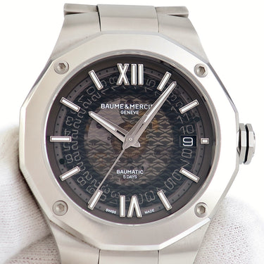 腕時計 ボーム&メルシエ BAUME&MERCIER リビエラ ボーマティック M0A10702 自動巻き メンズ 12角形 スモーキーグレー デイト