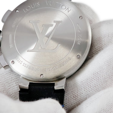 腕時計 ルイヴィトン LOUIS VUITTON タンブール クロノグラフ Q102V 自動巻き メンズ スモールセコンド デイト 青