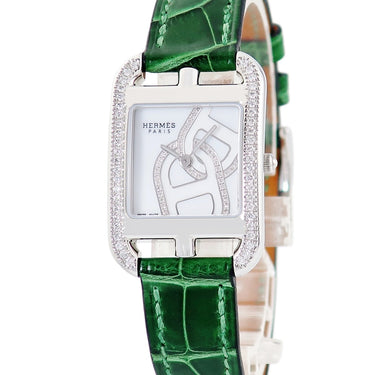 腕時計 エルメス HERMES ケープコッド CC1.330C クオーツ レディース 純正ダイヤ シェーヌダンクル スクエア 白