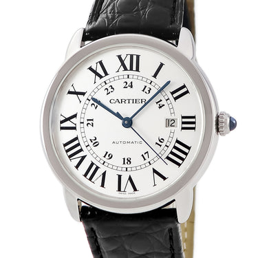 腕時計 カルティエ Cartier ロンドソロ ドゥ カルティエ XL W6701010 自動巻き メンズ シルバー ローマン 青針 デイト