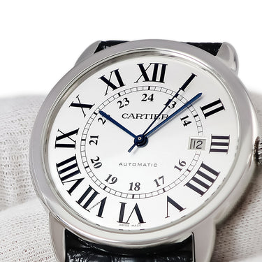 腕時計 カルティエ Cartier ロンドソロ ドゥ カルティエ XL W6701010 自動巻き メンズ シルバー ローマン 青針 デイト