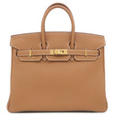 エルメス HERMES バーキン25 ゴールド トゴ ハンドバッグ ゴールド金具 茶