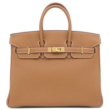エルメス HERMES バーキン25 ゴールド トゴ ハンドバッグ ゴールド金具 茶