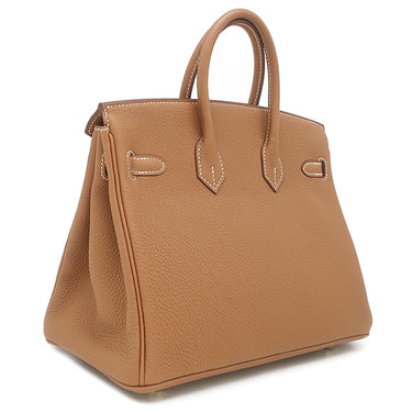 エルメス HERMES バーキン25 ゴールド トゴ ハンドバッグ ゴールド金具 茶