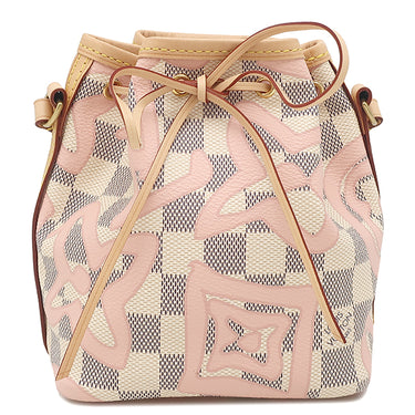 ルイヴィトン LOUIS VUITTON ナノ ノエ N60052 ダミエアズール タヒチ ダミエアズールキャンバス ショルダーバッグ ゴールド金具 白 ピンク