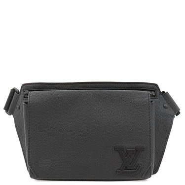 ルイヴィトン LOUIS VUITTON テイクオフ スリング M57081 ブラック グレインレザー ボディバッグ ブラック金具 ウエストバック 黒