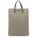 グッチ GUCCI GGスプリーム 117551 エボニー×グリーン GGスプリームキャンバス レザー トートバッグ シルバー金具 茶 緑 ハンドバッグ