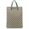 グッチ GUCCI GGスプリーム 117551 エボニー×グリーン GGスプリームキャンバス レザー トートバッグ シルバー金具 茶 緑 ハンドバッグ