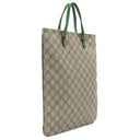 グッチ GUCCI GGスプリーム 117551 エボニー×グリーン GGスプリームキャンバス レザー トートバッグ シルバー金具 茶 緑 ハンドバッグ