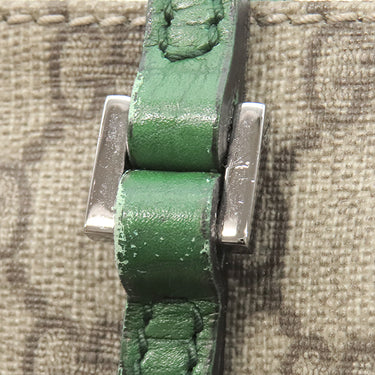 グッチ GUCCI GGスプリーム 117551 エボニー×グリーン GGスプリームキャンバス レザー トートバッグ シルバー金具 茶 緑 ハンドバッグ