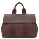 エルメス HERMES ヴァルパライソPM アヴァンヌ トワルシェブロン レザー ハンドバッグ シルバー金具 茶