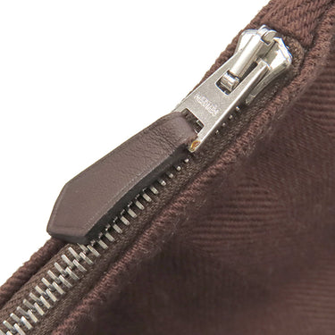 エルメス HERMES ヴァルパライソPM アヴァンヌ トワルシェブロン レザー ハンドバッグ シルバー金具 茶