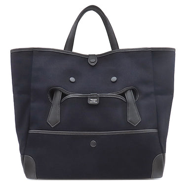 エルメス HERMES パスパス 35 マリン×ブラック キャンバス ヴォーバレニア トワルゴエラン トートバッグ シルバー金具 紺 黒 トート 2WAYバッグ