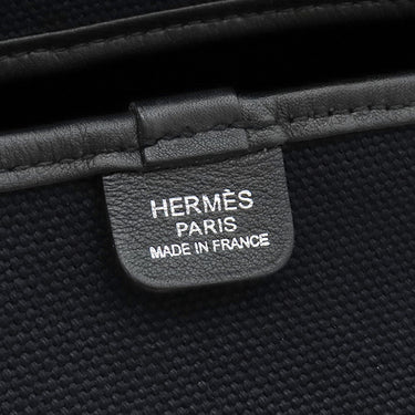 エルメス HERMES パスパス 35 マリン×ブラック キャンバス ヴォーバレニア トワルゴエラン トートバッグ シルバー金具 紺 黒 トート 2WAYバッグ