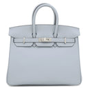 エルメス HERMES バーキン25 ブルーリン ヴォースイフト ハンドバッグ シルバー金具 水色