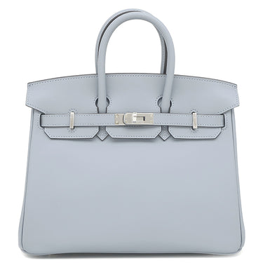 エルメス HERMES バーキン25 ブルーリン ヴォースイフト ハンドバッグ シルバー金具 水色