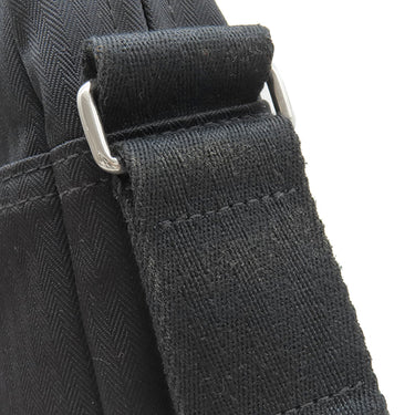 エルメス HERMES アカプルコ バサス MM ブラック トワルシェブロン レザー ショルダーバッグ シルバー金具 黒