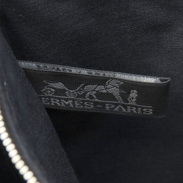 エルメス HERMES アカプルコ バサス MM ブラック トワルシェブロン レザー ショルダーバッグ シルバー金具 黒