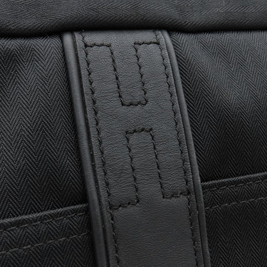 エルメス HERMES アカプルコ バサス MM ブラック トワルシェブロン レザー ショルダーバッグ シルバー金具 黒