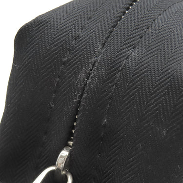 エルメス HERMES アカプルコ バサス MM ブラック トワルシェブロン レザー ショルダーバッグ シルバー金具 黒