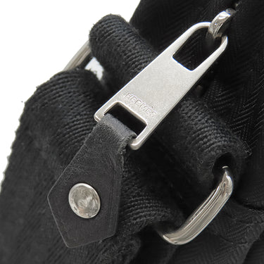 エルメス HERMES アカプルコ バサス MM ブラック トワルシェブロン レザー ショルダーバッグ シルバー金具 黒