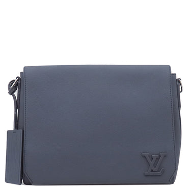 ルイヴィトン LOUIS VUITTON テイクオフ メッセンジャー M21363 ネイビー レザー アエログラムレザー ショルダーバッグ シルバー金具 紺 アエログラム