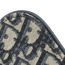 クリスチャン・ディオール Christian Dior サドル バッグ ミニ ネイビー系 コットン レザー ハンドバッグ ゴールド金具 オブリーク ジャカード ショルダーストラップ欠品