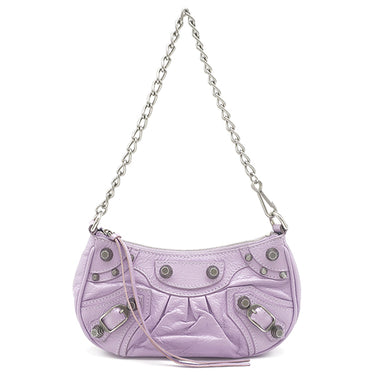 バレンシアガ BALENCIAGA ルカゴール XS 695814 5304 0 203437 パープル レザー ショルダーバッグ シルバー金具 Le Cagole チェーンショルダー