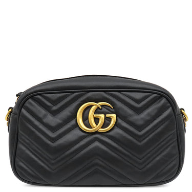 グッチ GUCCI スモール カメラバッグ 447632 ブラック レザー シェブロンキルティングレザー ショルダーバッグ ゴールド金具 キルティングショルダー