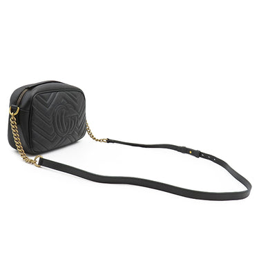 グッチ GUCCI スモール カメラバッグ 447632 ブラック レザー シェブロンキルティングレザー ショルダーバッグ ゴールド金具 キルティングショルダー